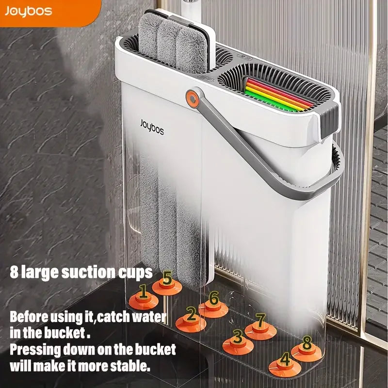 Joybos Ultra Slim Flat Mop Bucket System With Microfiber Pads