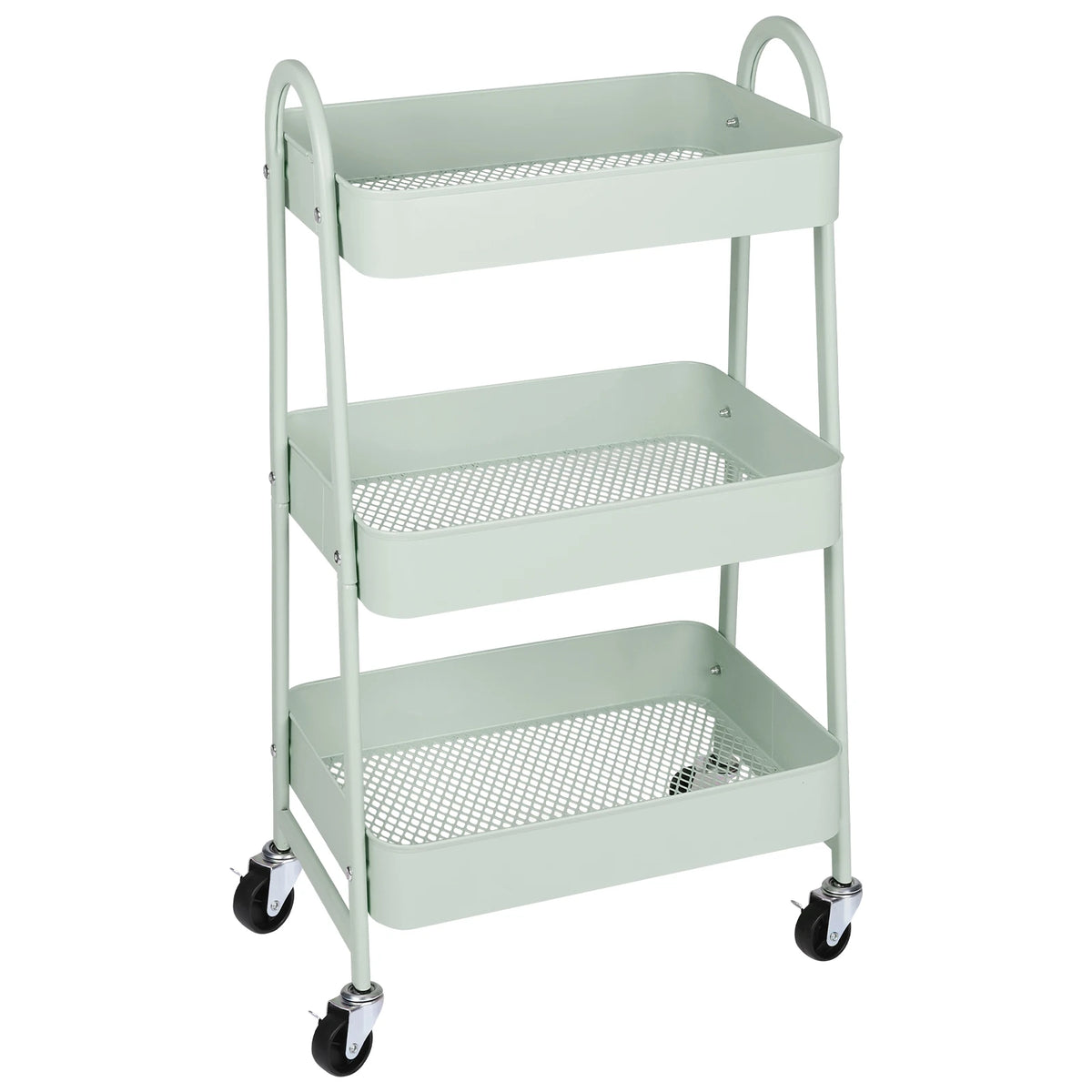 JHK 3 Tier Metal Storage Cart With Lockable Wheels Mobile