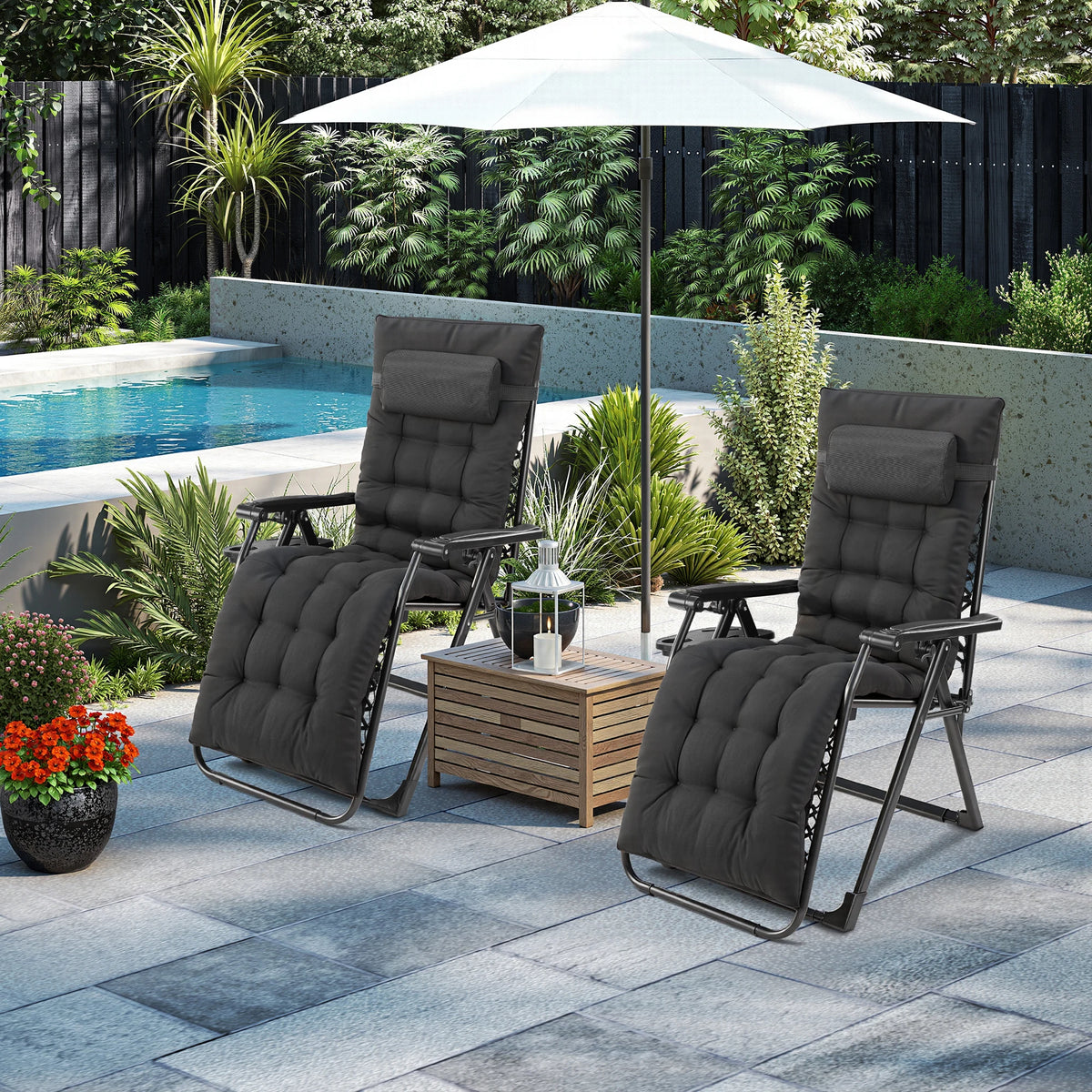 JHK Zero Gravity Recliner Portable Folding Outdoor Lounge Chair