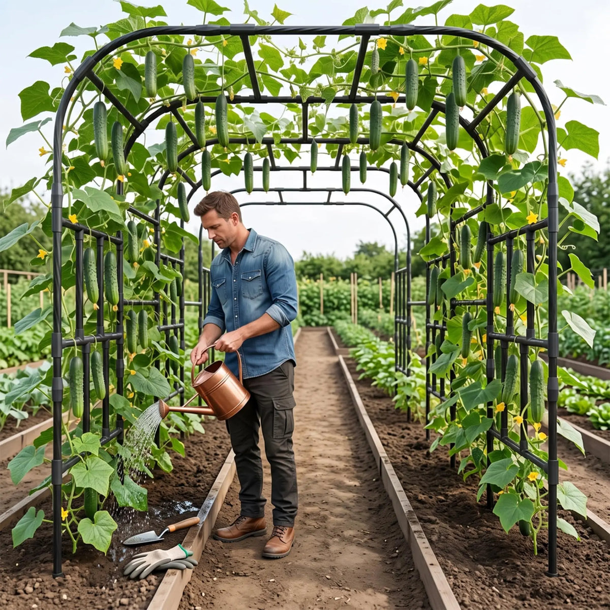 Rustproof Steel Garden Arch Trellis Climbing Plant Support Arbor