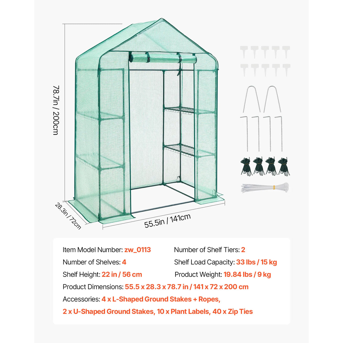 Walk In Greenhouse With Steel Frame And Polyethylene Cover