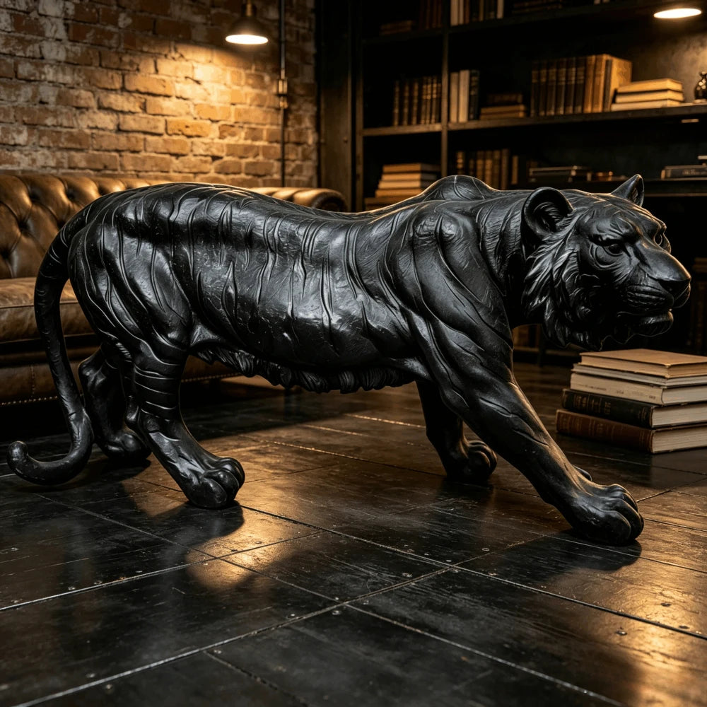 Simulated Tiger Resin Garden Statue For Patio Decor