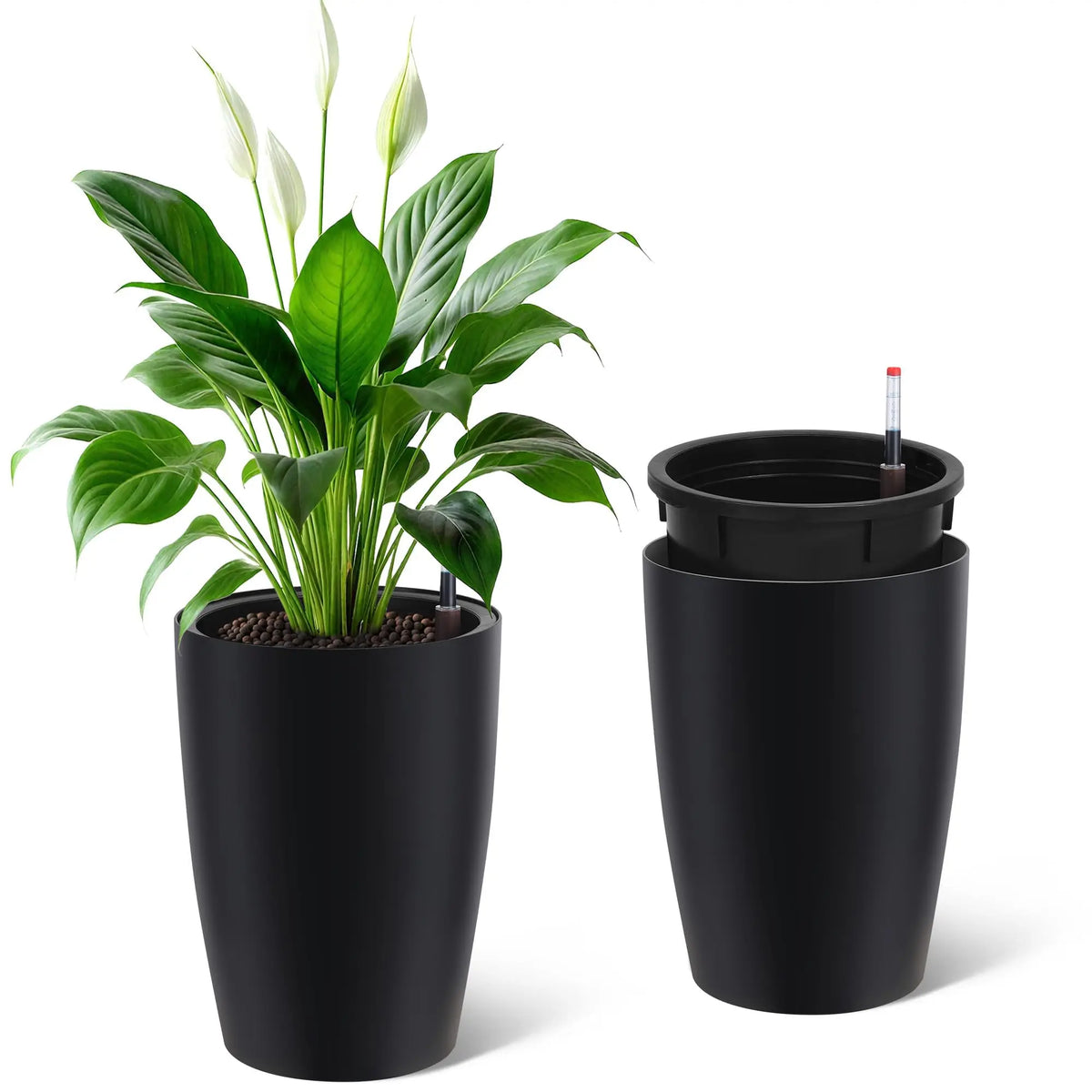 HiMISS Self Watering Planters Set With Water Level Indicator