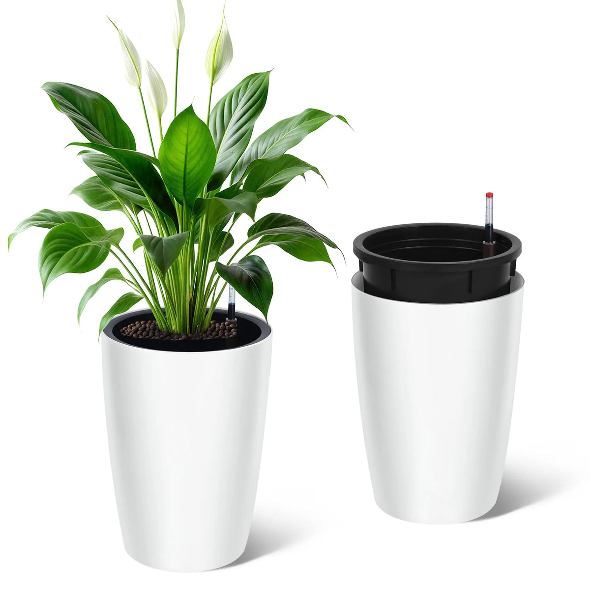 HiMISS Self Watering Planters Set With Water Level Indicator
