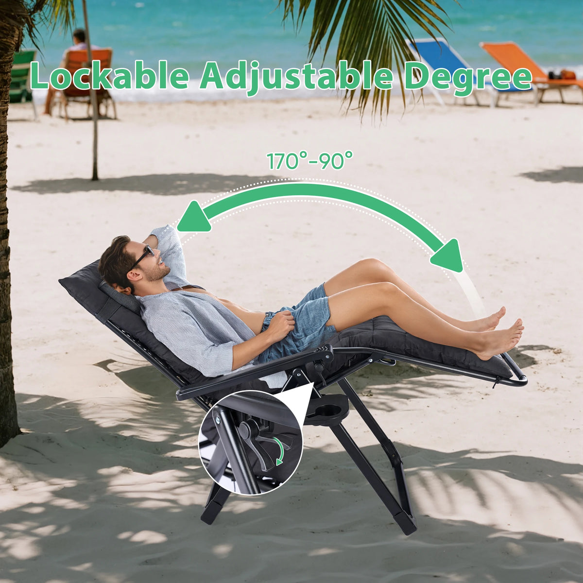 JHK Zero Gravity Recliner Portable Folding Outdoor Lounge Chair