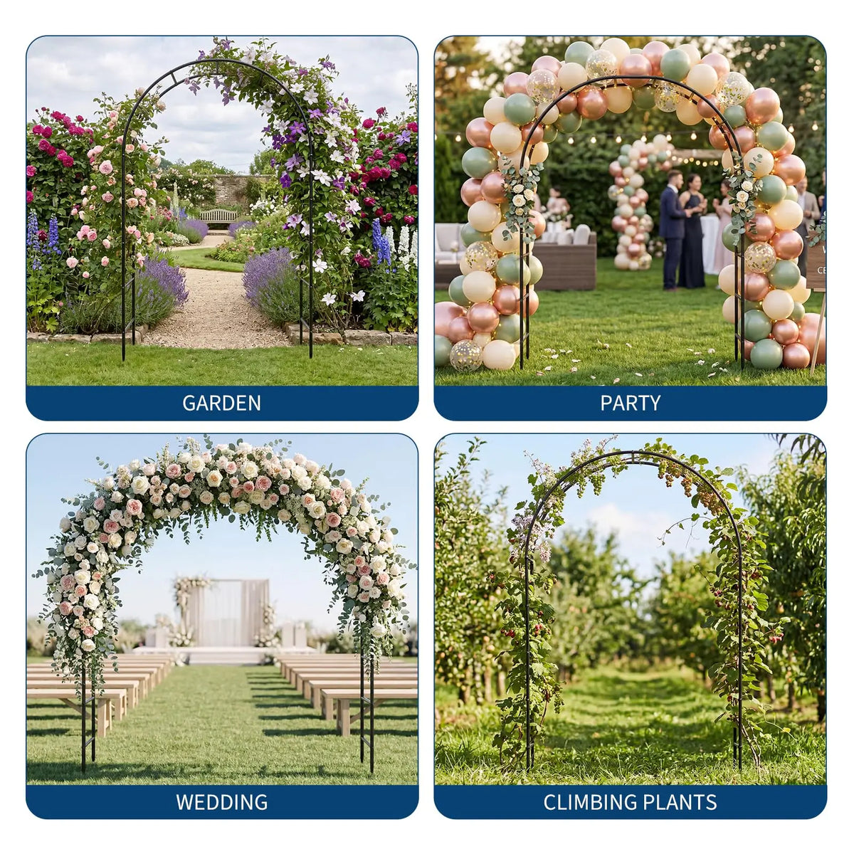 Himiss Heavy Duty Steel Garden Arch Trellis Plant Support