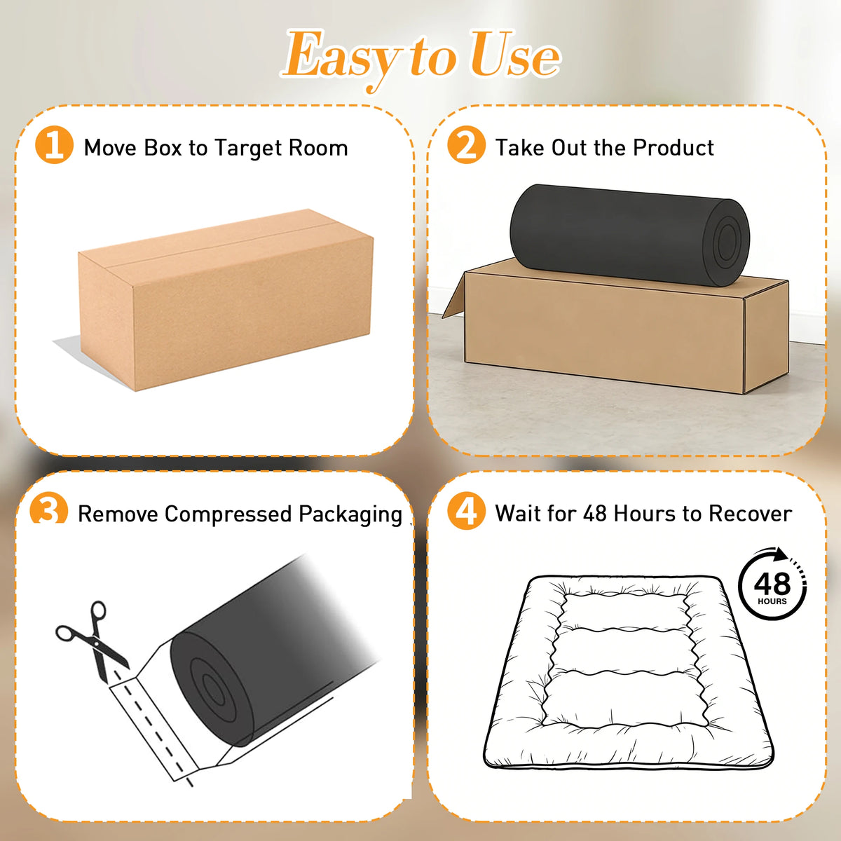 JHK 4 Inch Soft Floor Mattress Portable Foldable with Removable Washable Cover Breathable Bed Topper Sleeper Sofa Bedroom