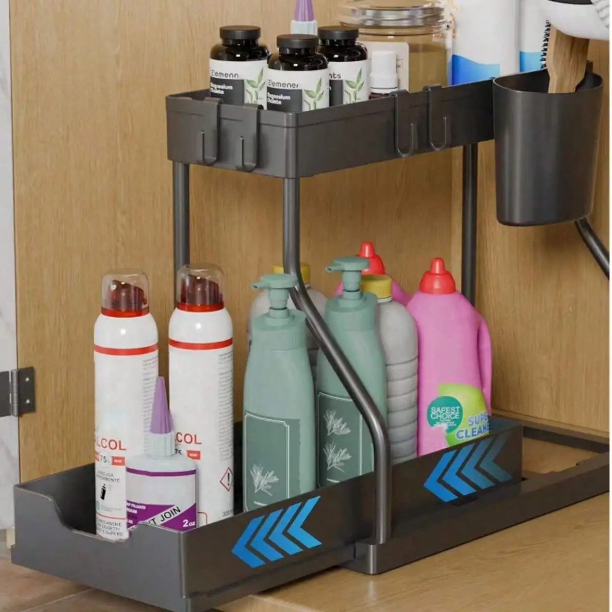 Metal Under Sink Pull Out Cabinet Storage Organizer With Drawer