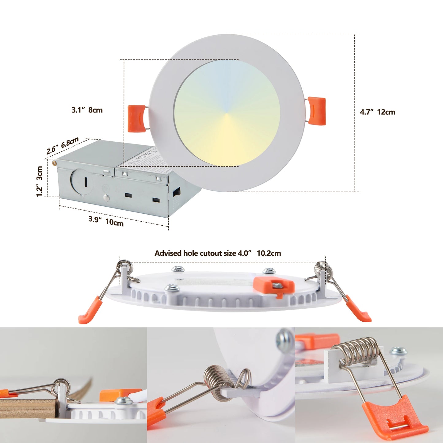 ARLGSITE Shell-Less LED Ceiling Lights Dimmable Recessed Downlights Junction Box