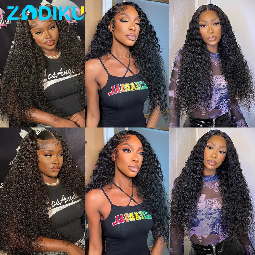 ZIDIKU Kinky Curly Human Hair Bundles With Closure