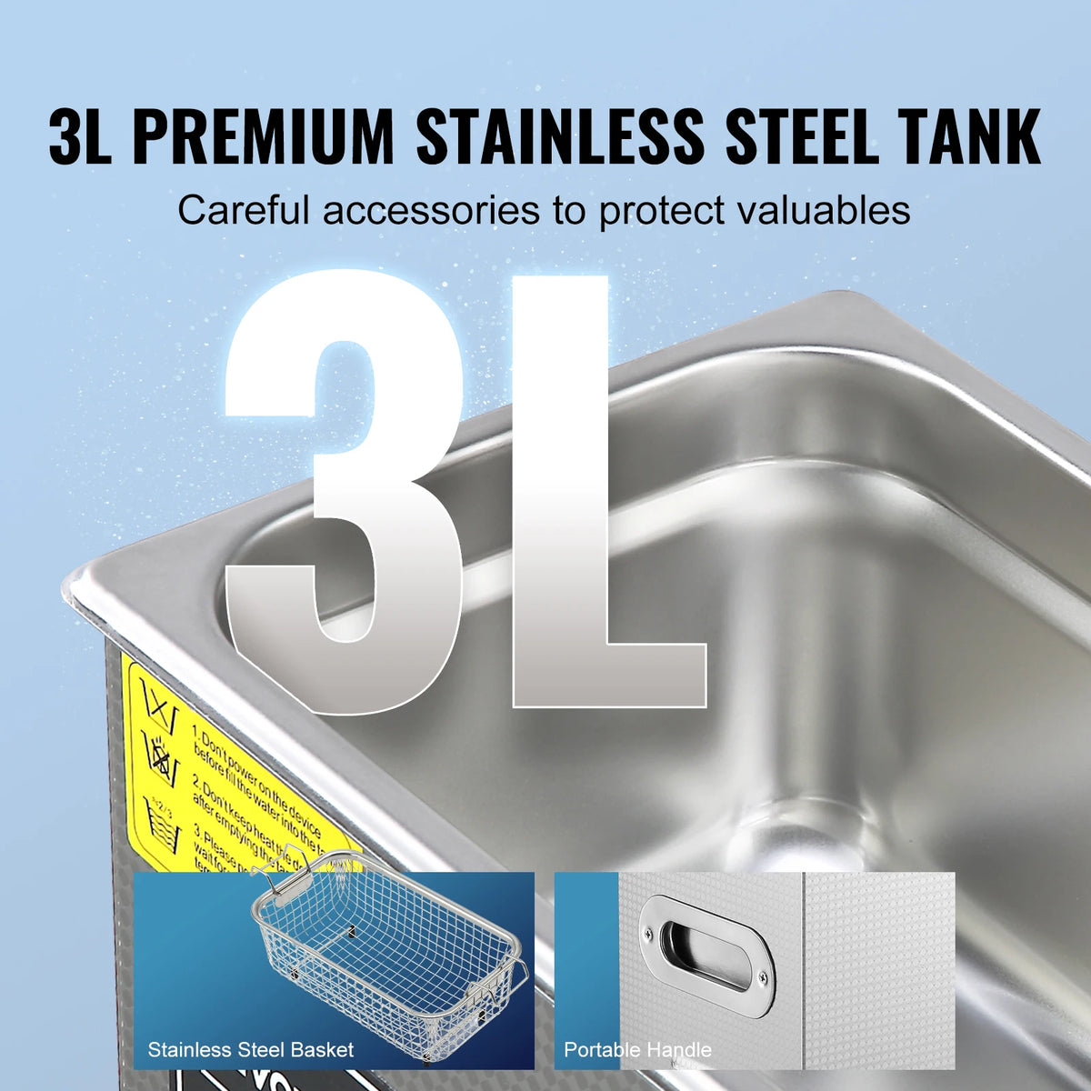 SucceBuy Portable Ultrasonic Cleaner Stainless Steel Digital Cleaning Machine
