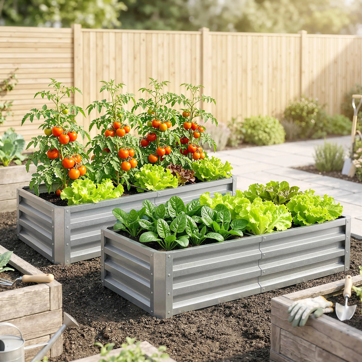 Outsunny Galvanized Steel Raised Garden Bed Vegetable Planter