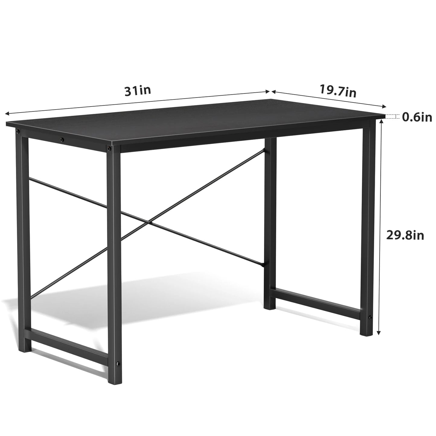 JHK Computer Desk Wood Table With Metal Frame For Office