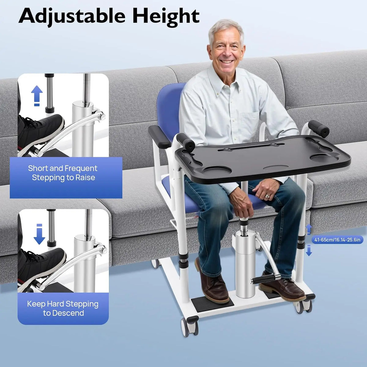 Hydraulic Patient Lift Transfer Chair With Adjustable Height