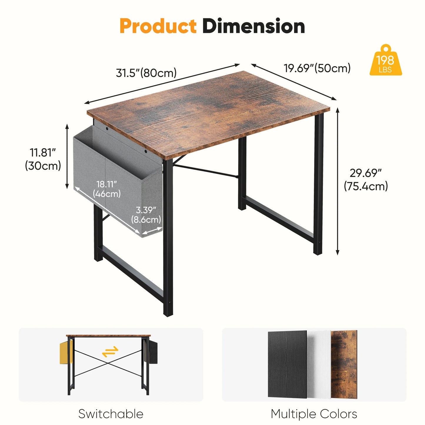 JHK Computer Office Desk With Storage And Metal Frame