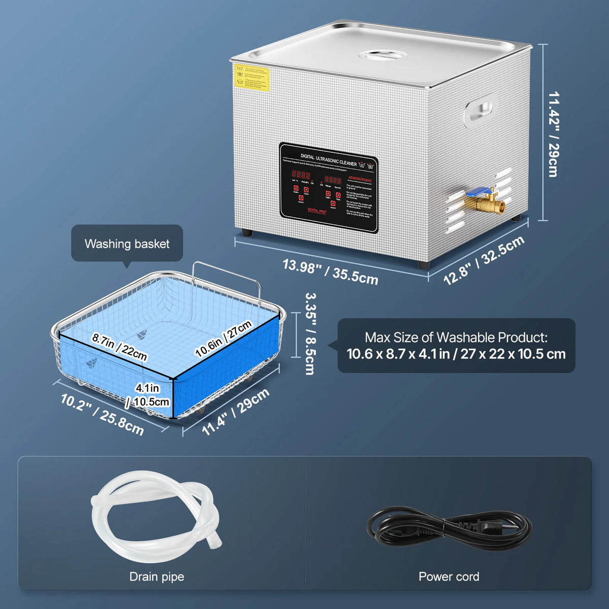 SucceBuy Portable Ultrasonic Cleaner Stainless Steel Digital Cleaning Machine