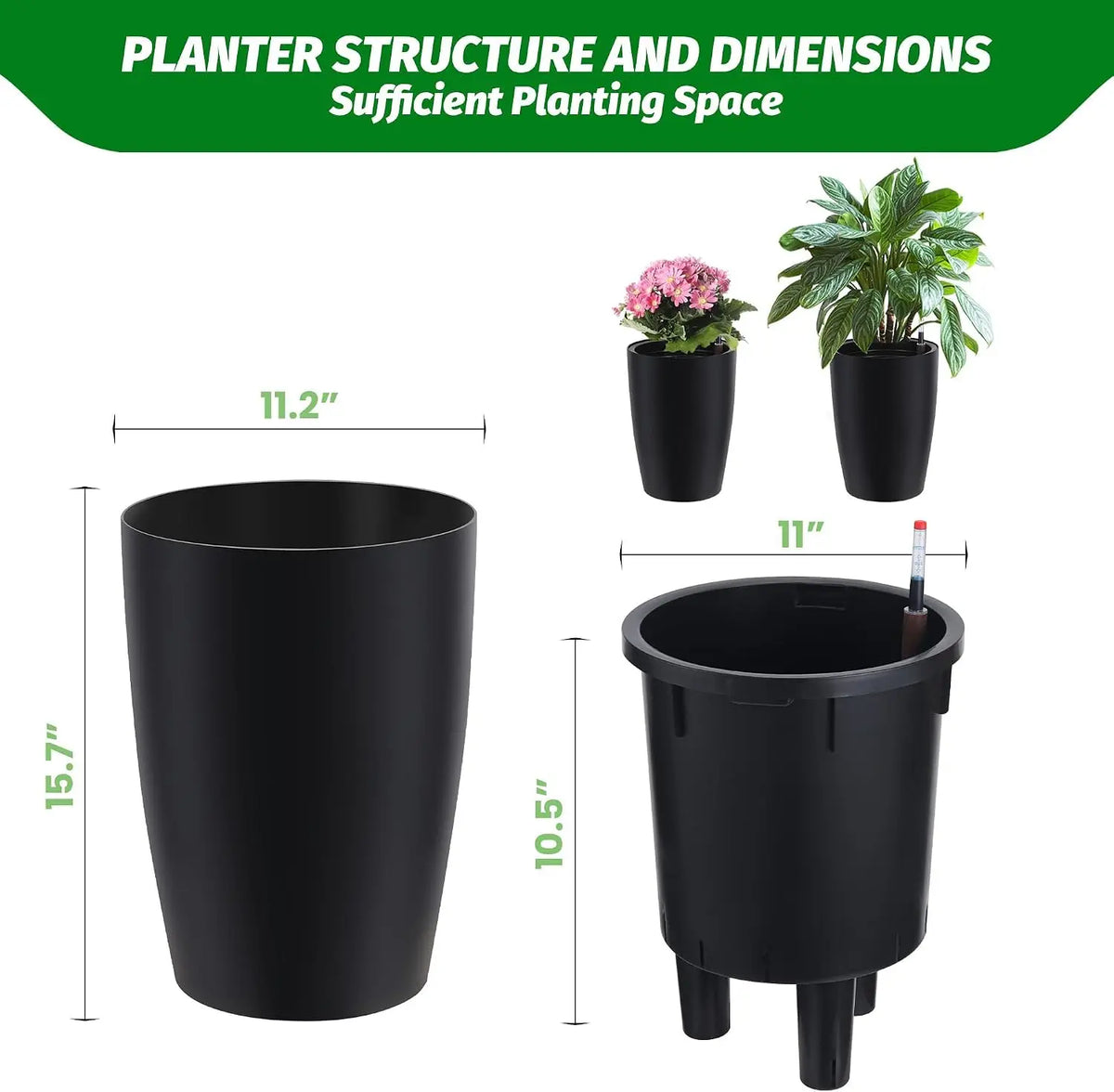 Tacleekii Self Watering Planters With Drainage For Indoor Gardens
