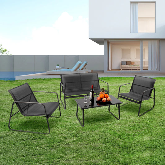 JHK Outdoor Patio Furniture 4 Piece Set With Table