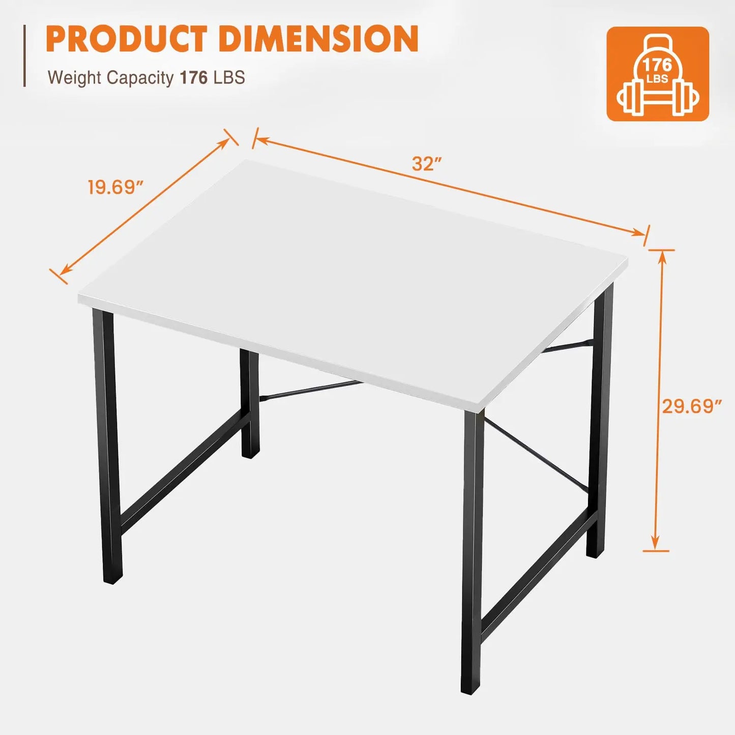 JHK Computer Desk Wood Table With Metal Frame For Office