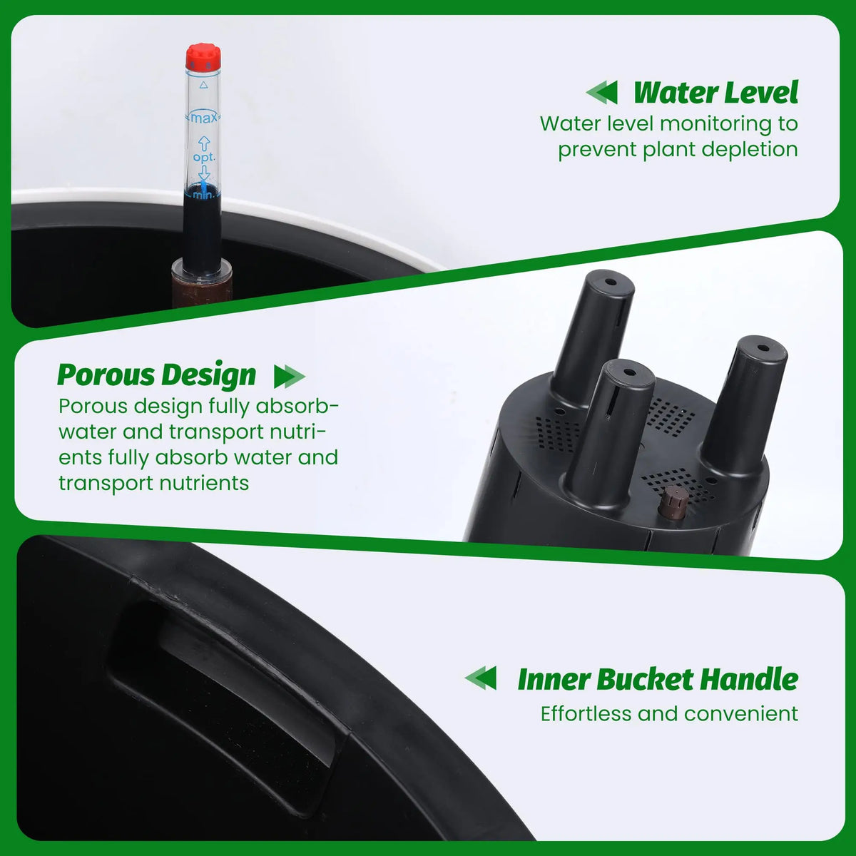 HiMISS Self Watering Planters Set With Water Level Indicator