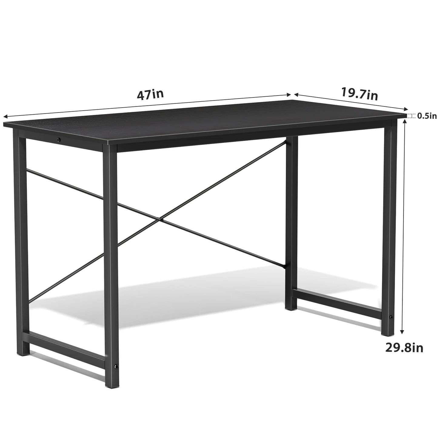 JHK Computer Desk Wood Table With Metal Frame For Office