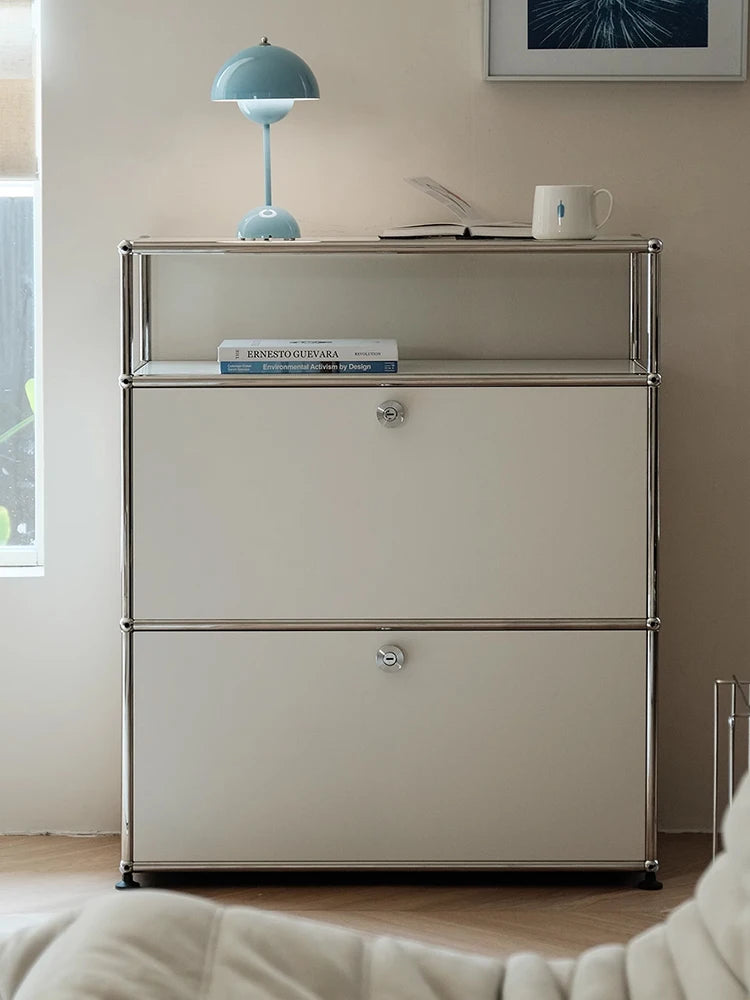 Bigcityfur TV Stand Corner Cabinet Stainless Steel Storage Display