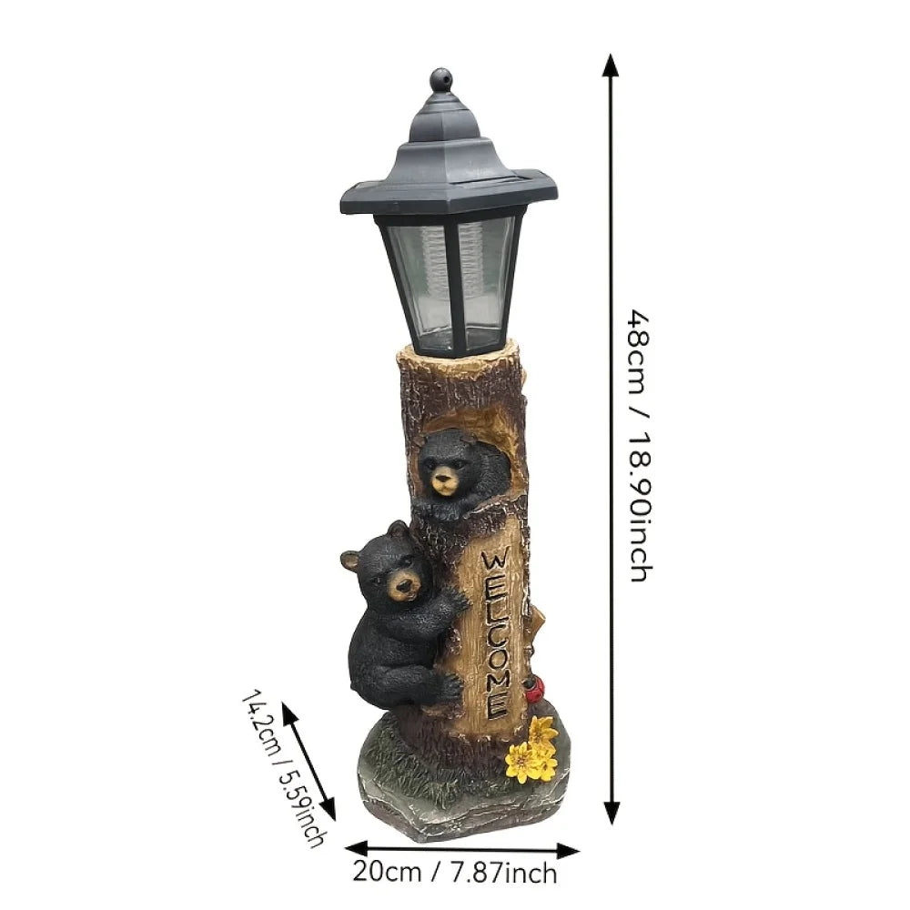 Outdoor Solar Powered Bear Statue Garden Decoration Lights
