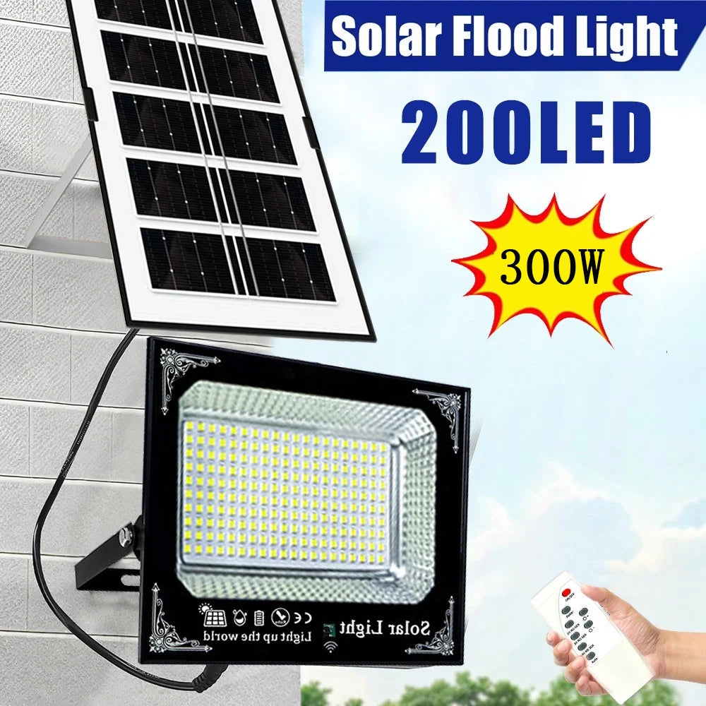 Solar Flood Light With Remote Control For Outdoor Gardens
