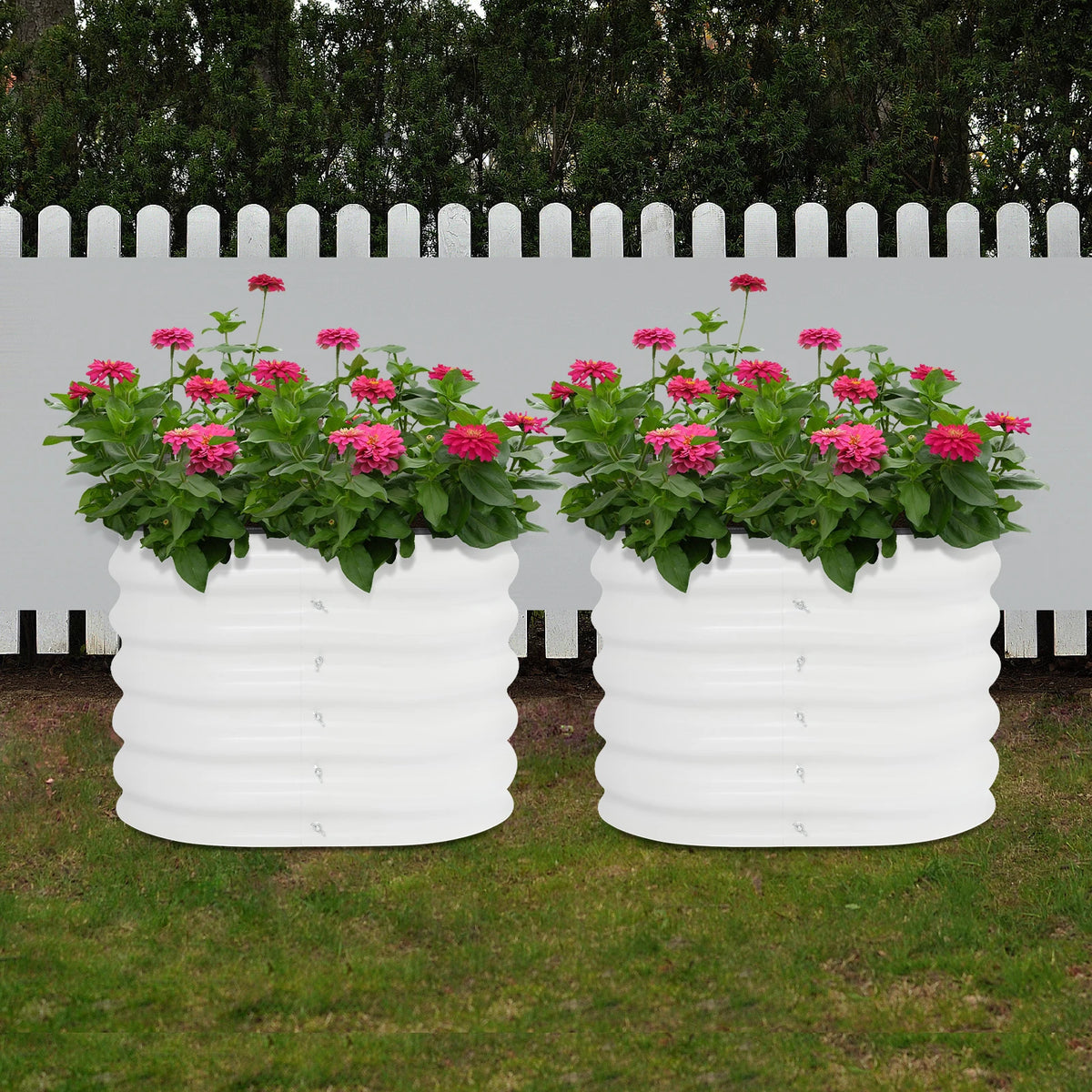 Bymaocar Round Raised Steel Garden Bed Outdoor Vegetable Planter
