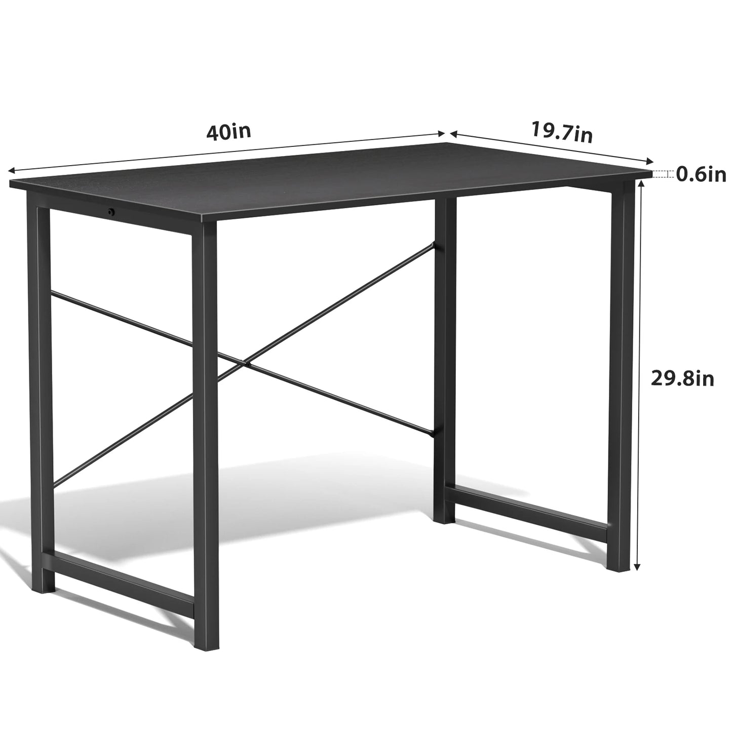 JHK Computer Desk Wood Table With Metal Frame For Office
