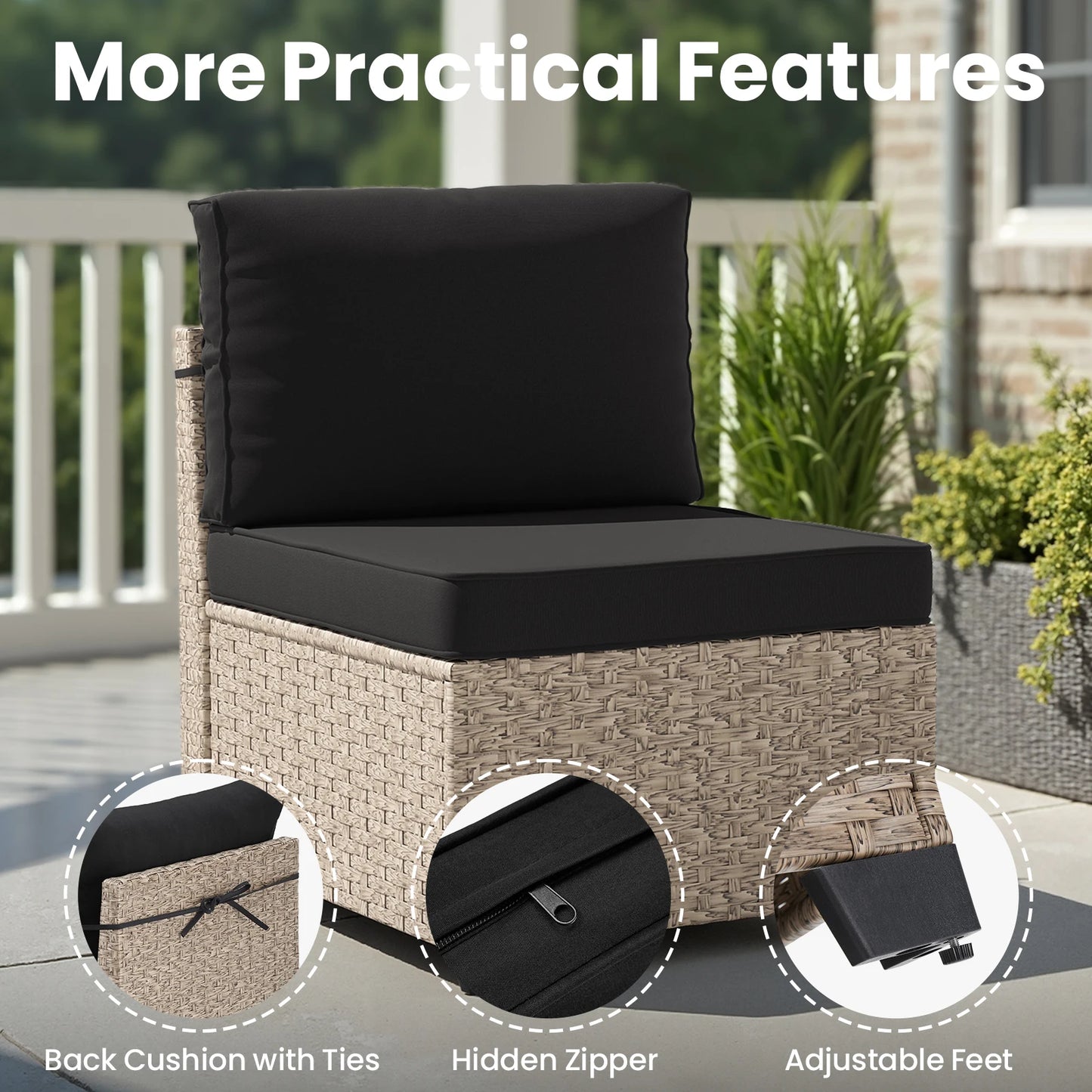 Outdoor All-Weather Patio Rattan Furniture Set With Tempered Glass Table