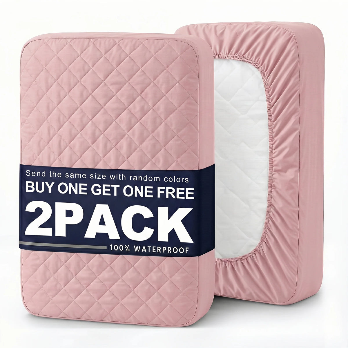 2Pcs,Buy One Selected Color Get One Random Free Quilted Waterproof Mattress Cover, Comfortable Stain & Wrinkle Resistant
