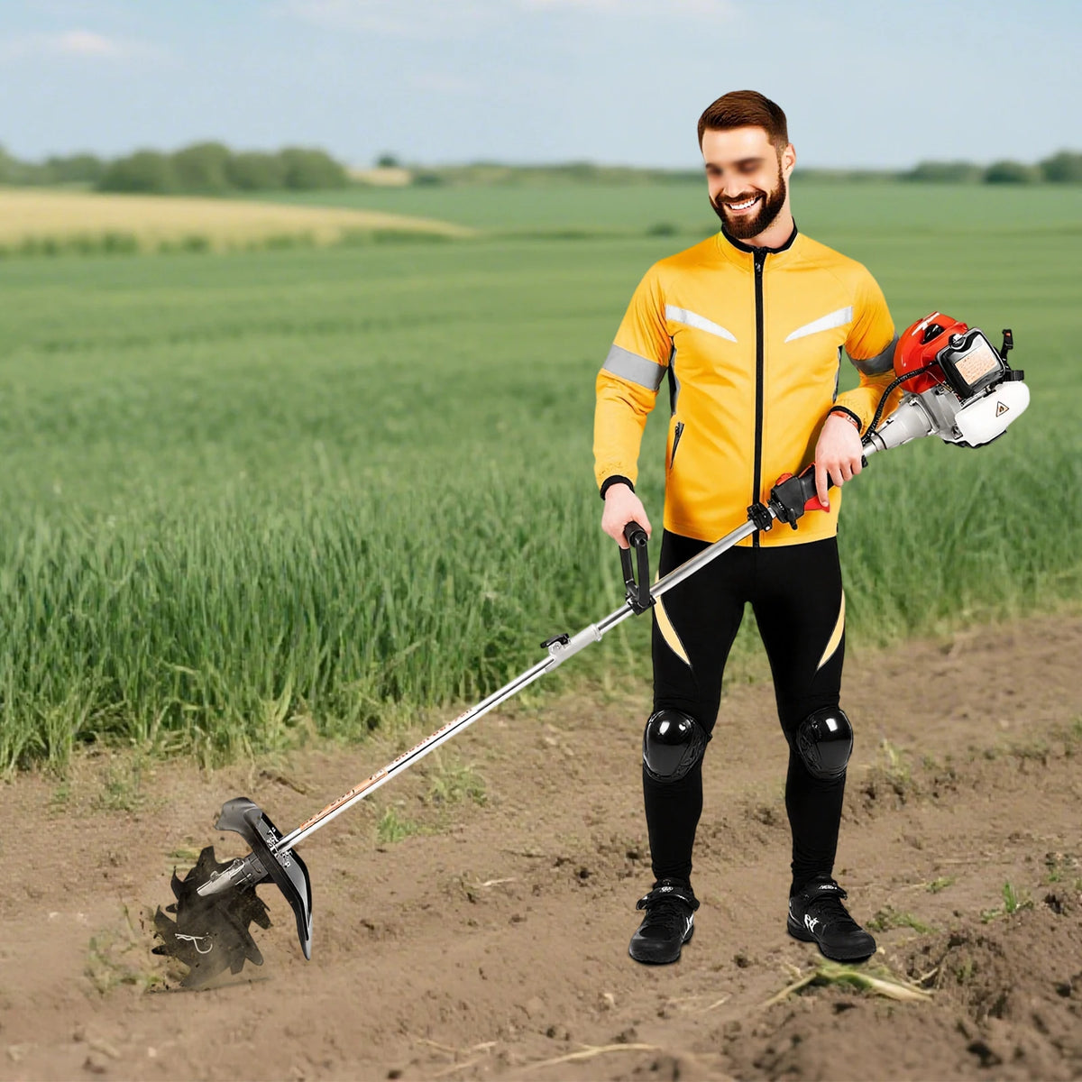 Compact Handheld Gas Powered Garden Tiller Cultivator Tool