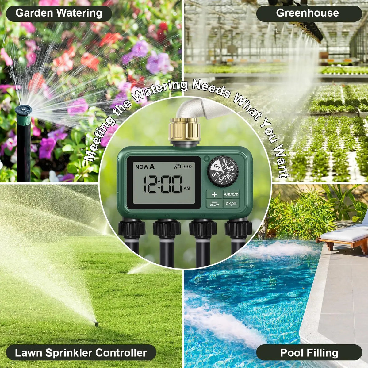 Automatic 4 Zone Programmable Garden Sprinkler Timer For Irrigation