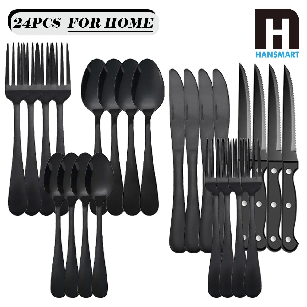 HANSMART Stainless Steel Flatware Set Mirror Polished Dishwasher Safe
