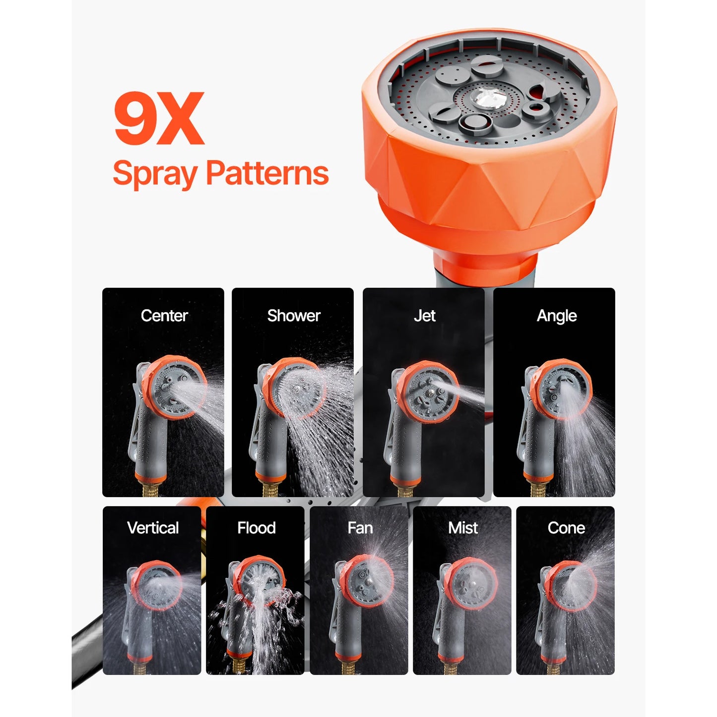 SucceBuy Retractable Garden Hose Reel With 9 Pattern Nozzle