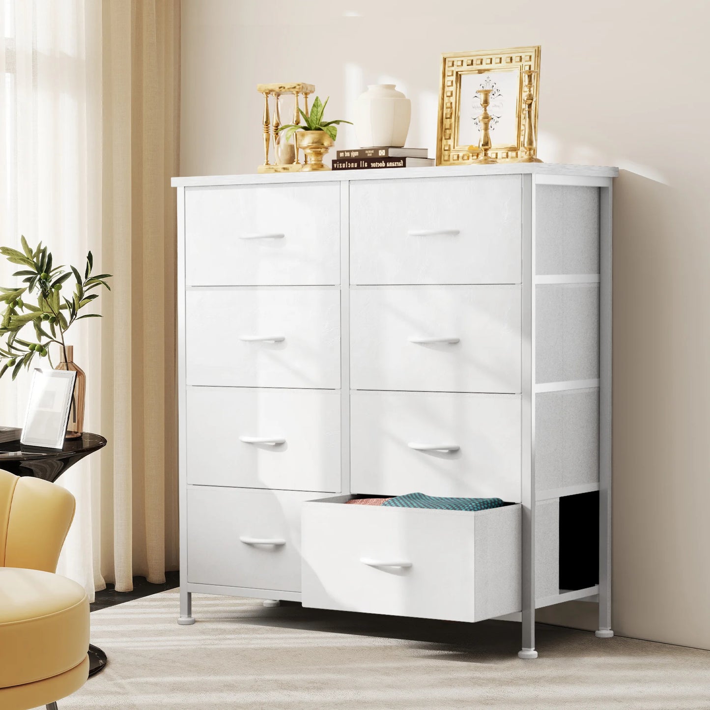 JHK Dresser Wardrobe With 8 Fabric Drawers Metal Frame Cabinet