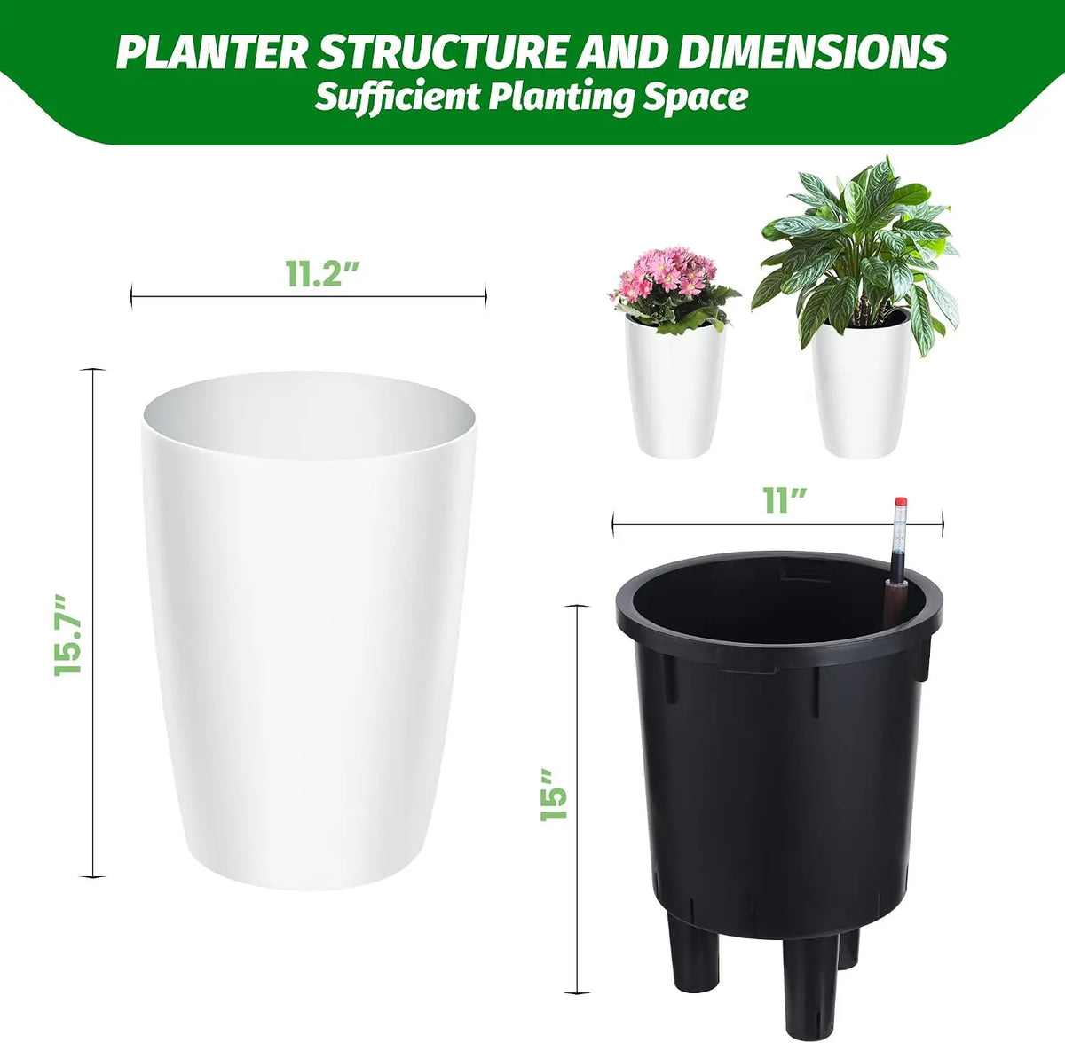 Tacleekii Self Watering Planters With Drainage For Indoor Gardens