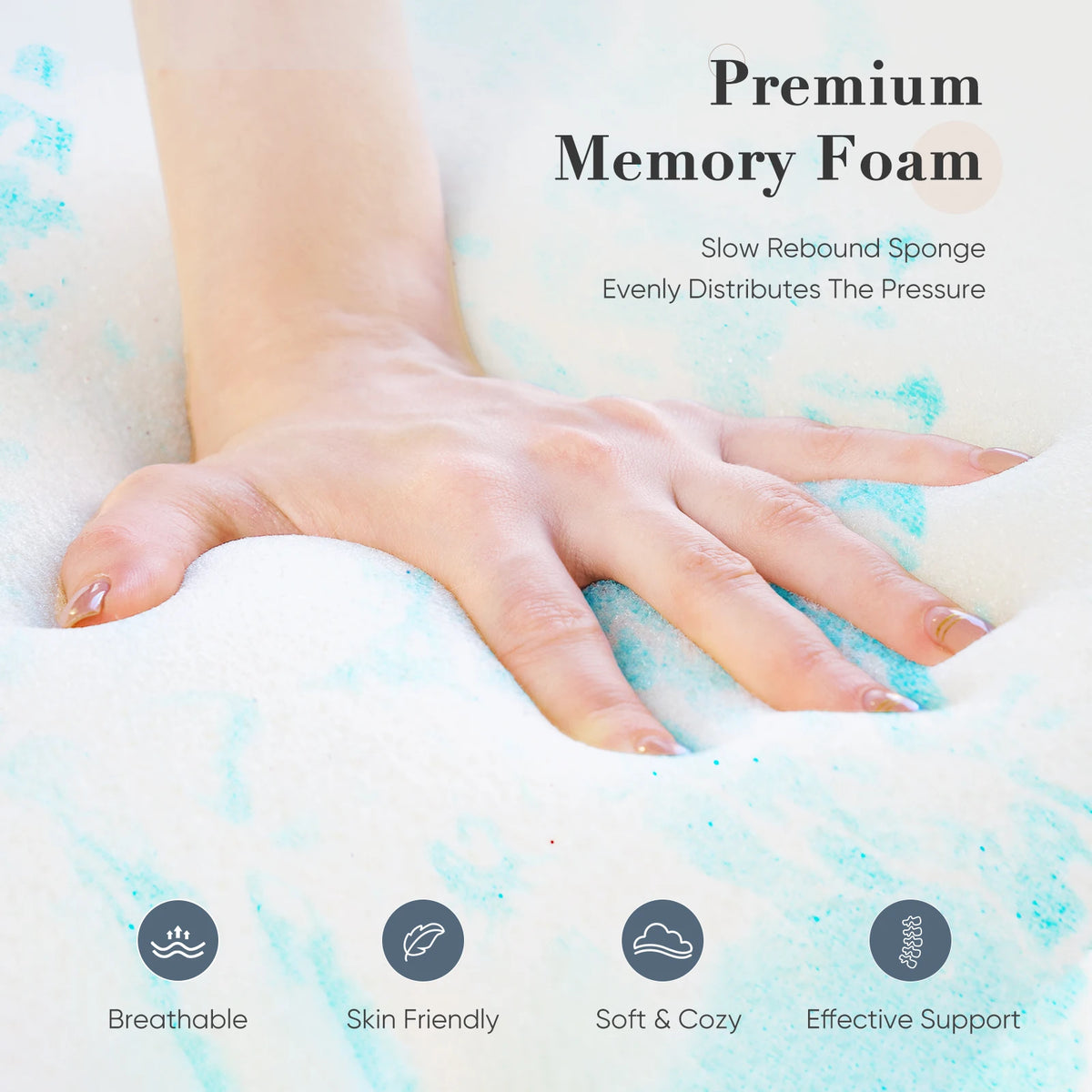 JHK Memory Foam Mattress Topper Gel Cooling Breathable Bed