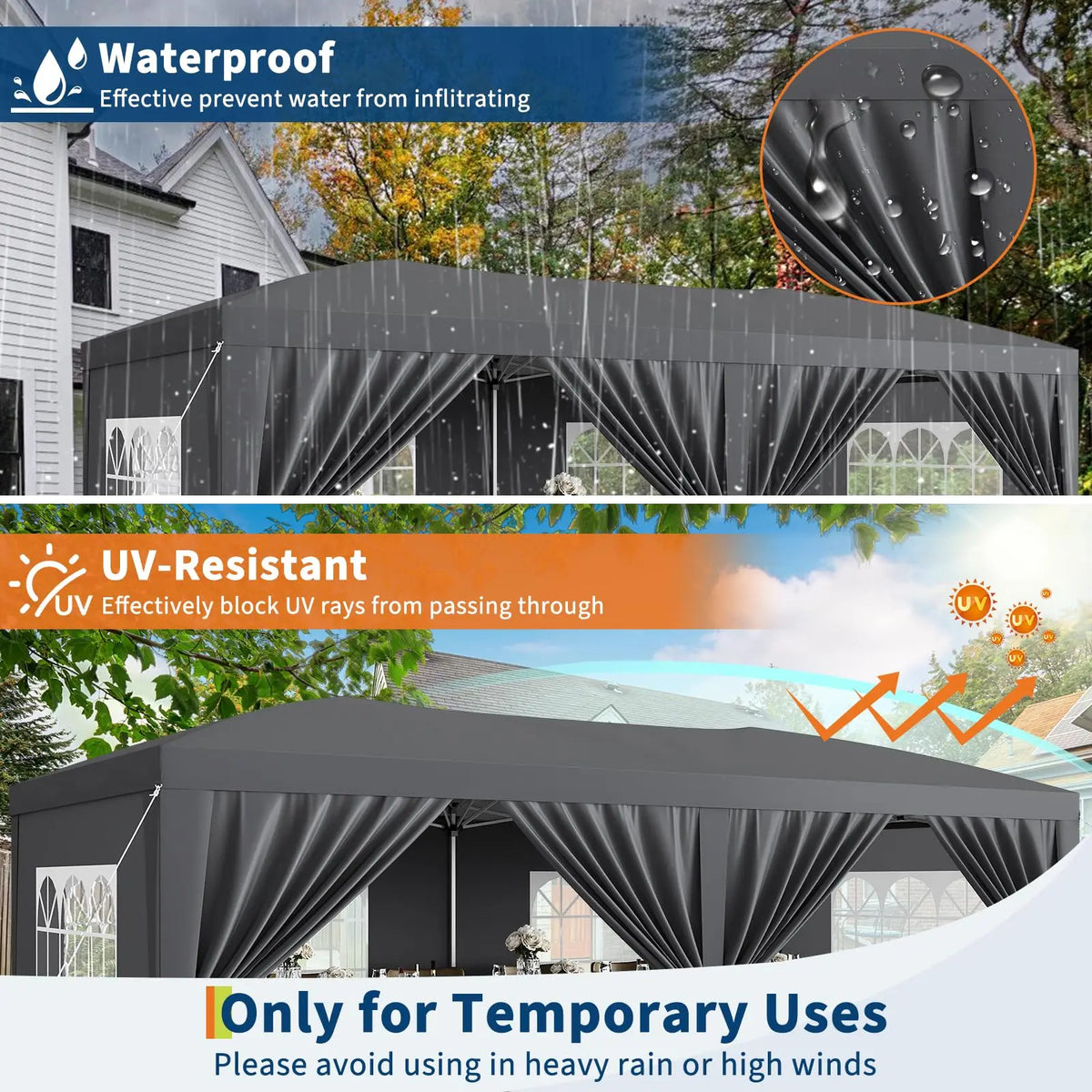 HiMISS Pop Up Canopy Tent With Removable Sidewalls Heavy Duty Waterproof