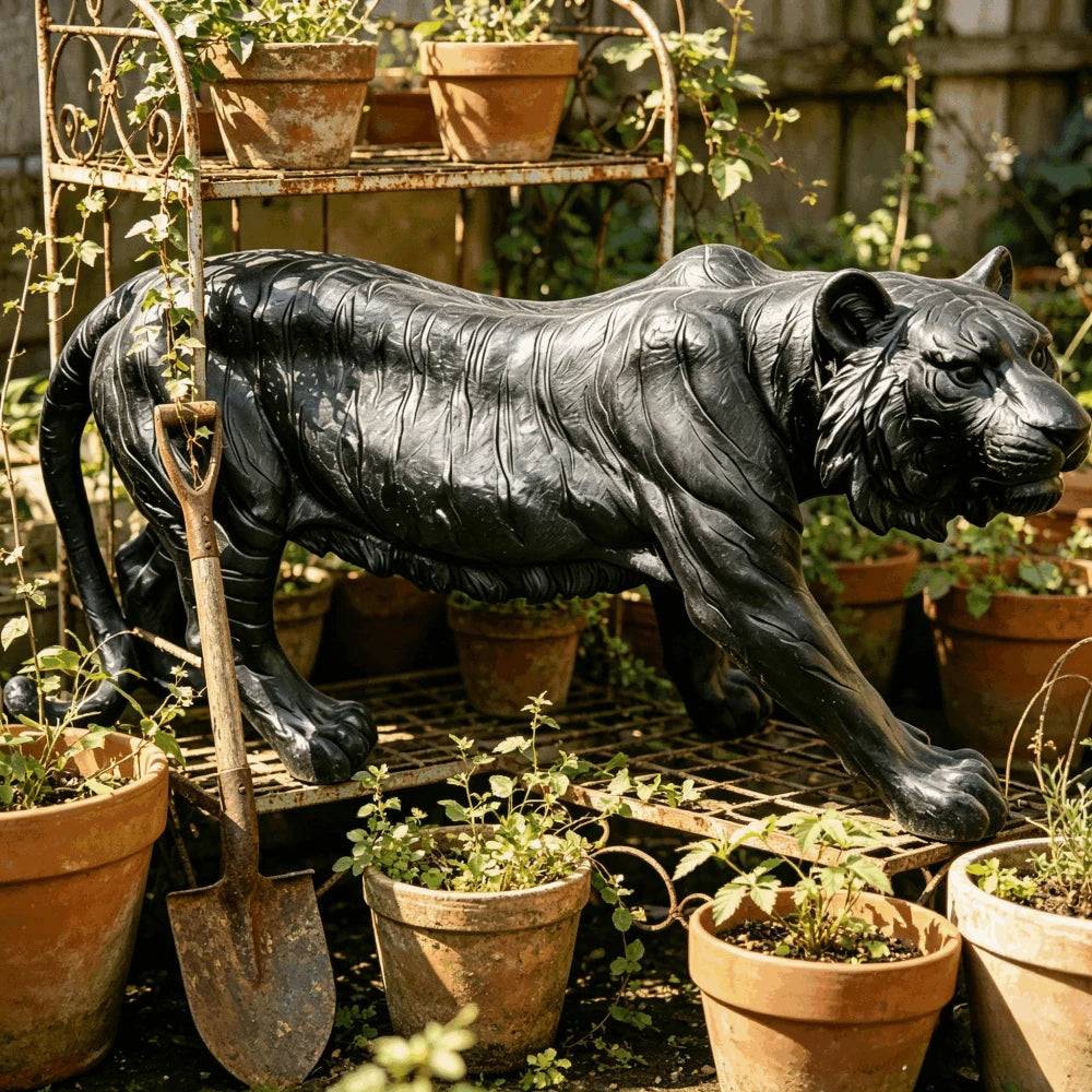Simulated Tiger Resin Garden Statue For Patio Decor