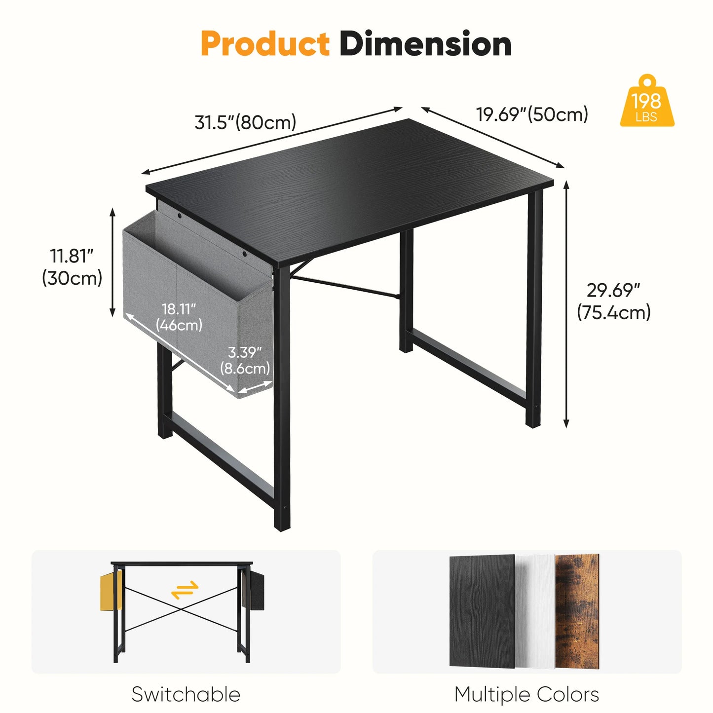 JHK Computer Office Desk With Storage And Metal Frame