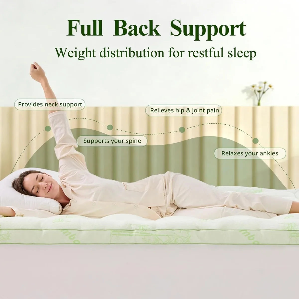 Cooling Memory Foam Mattress Topper With Ultra Soft Bamboo Pillow Top