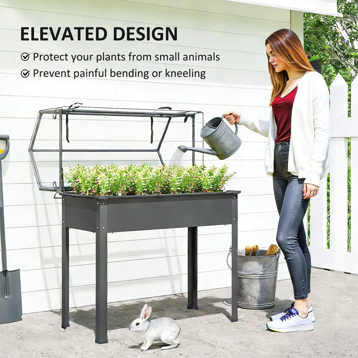 Outsunny Protective Raised Garden Bed With Greenhouse Cover
