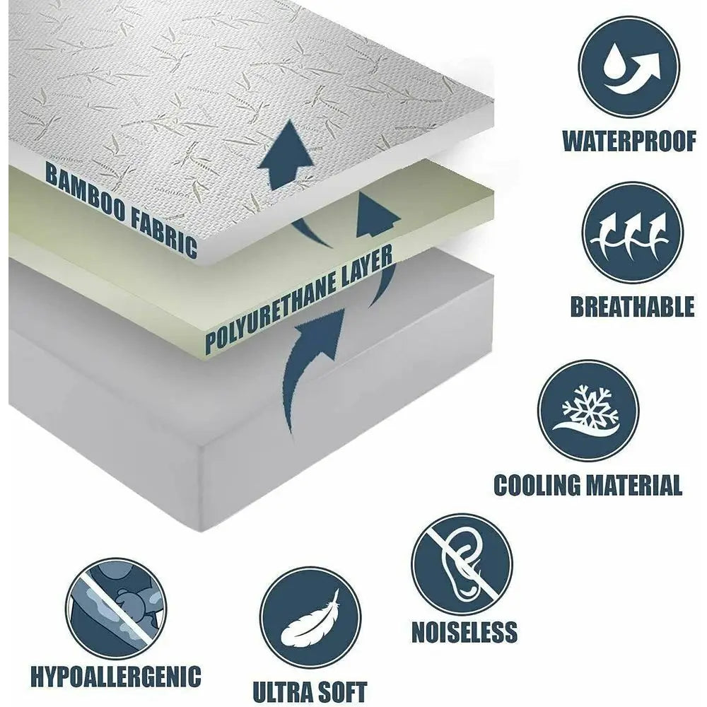 Waterproof Mattress Protector With Zipper Cover Ultra Soft Breathable