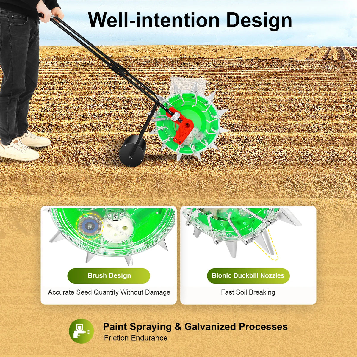 Manual Hand Push Roller Seeder For Garden Fertilizer Seed Planting