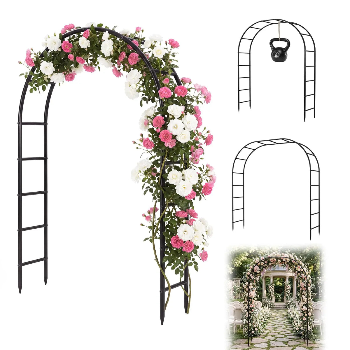 Himiss Heavy Duty Steel Garden Arch Trellis Plant Support