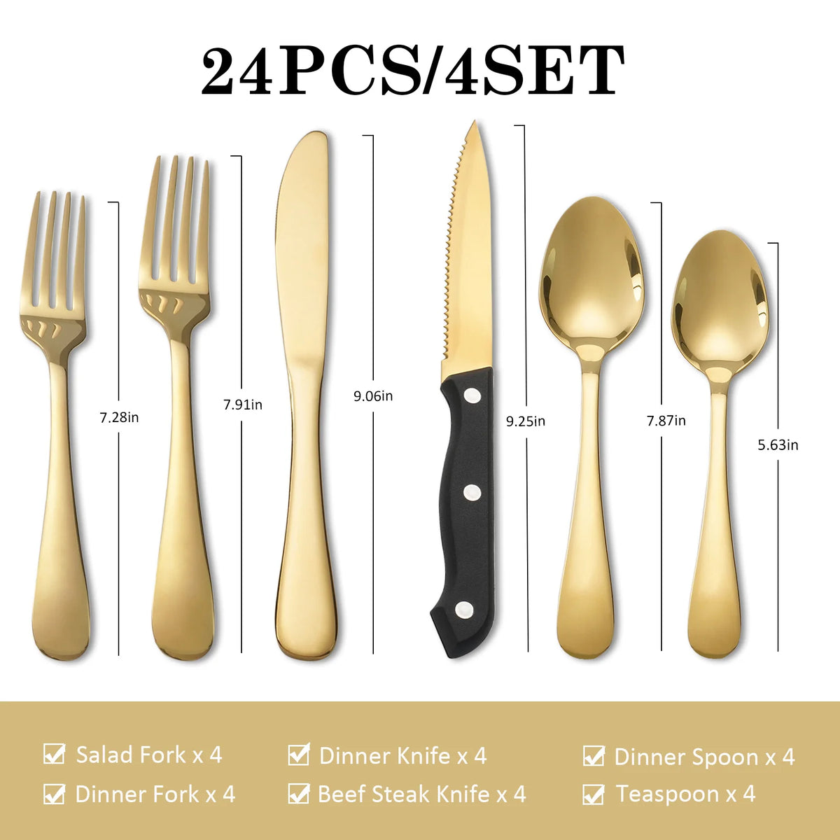 HANSMART Stainless Steel Flatware Set Mirror Polished Dishwasher Safe