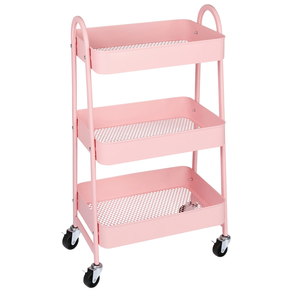 JHK 3 Tier Metal Storage Cart With Lockable Wheels Mobile