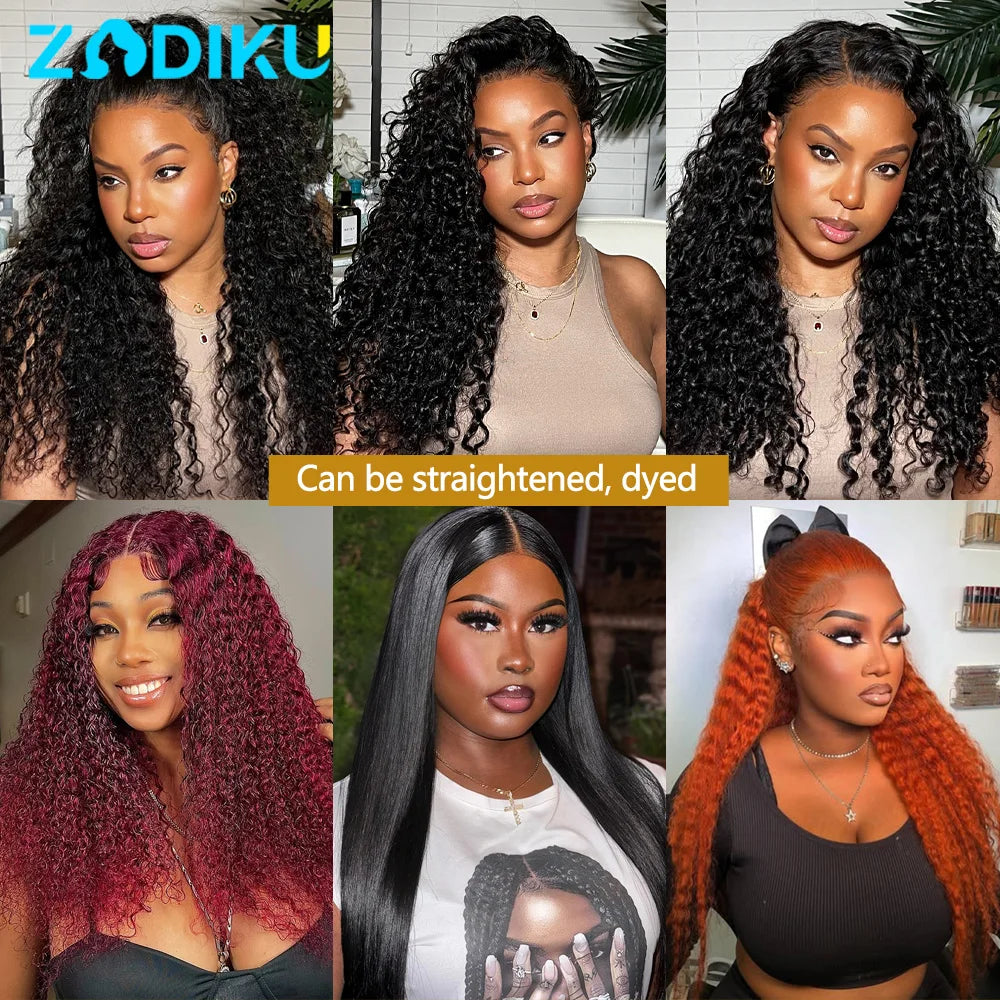 ZIDIKU Kinky Curly Human Hair Bundles With Closure